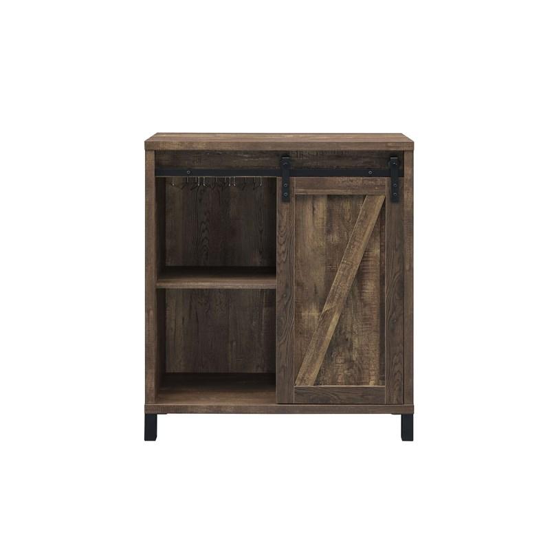 Large Picture of Coaster Furniture Arlington 182852 Sliding Door Home Bar Wine Cabinet - Rustic Oak