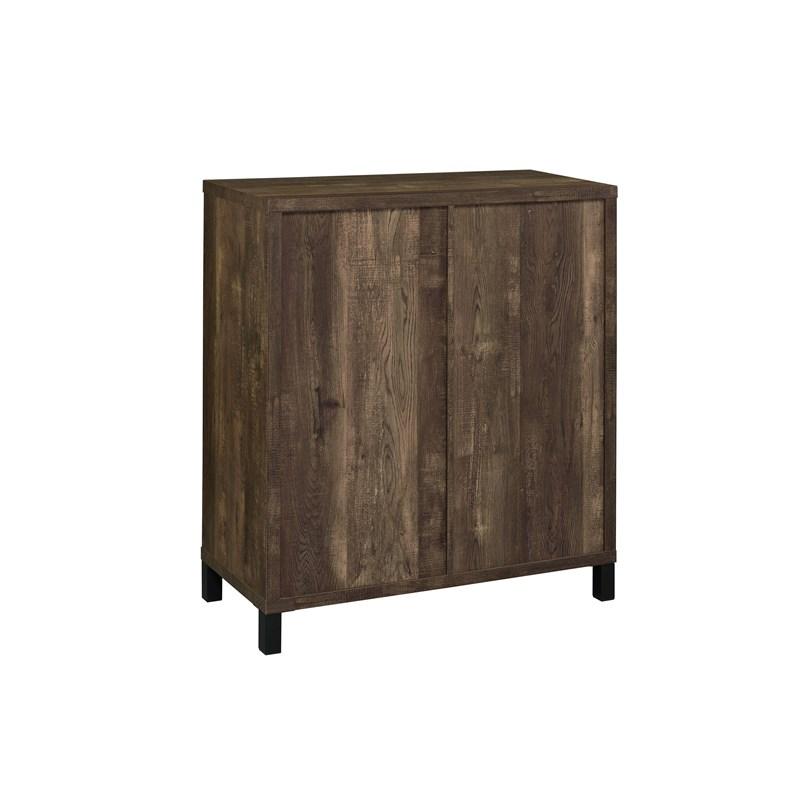 Large Picture of Coaster Furniture Arlington 182852 Sliding Door Home Bar Wine Cabinet - Rustic Oak
