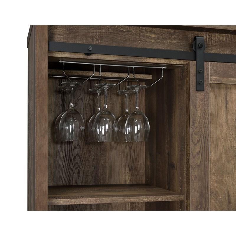 Large Picture of Coaster Furniture Arlington 182852 Sliding Door Home Bar Wine Cabinet - Rustic Oak