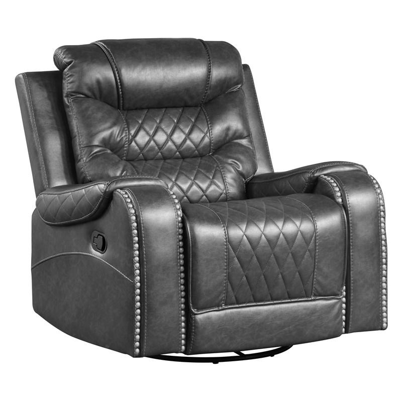 Large Picture of Homelegance Putnam 9405GY-1 Swivel Glider Reclining Chair