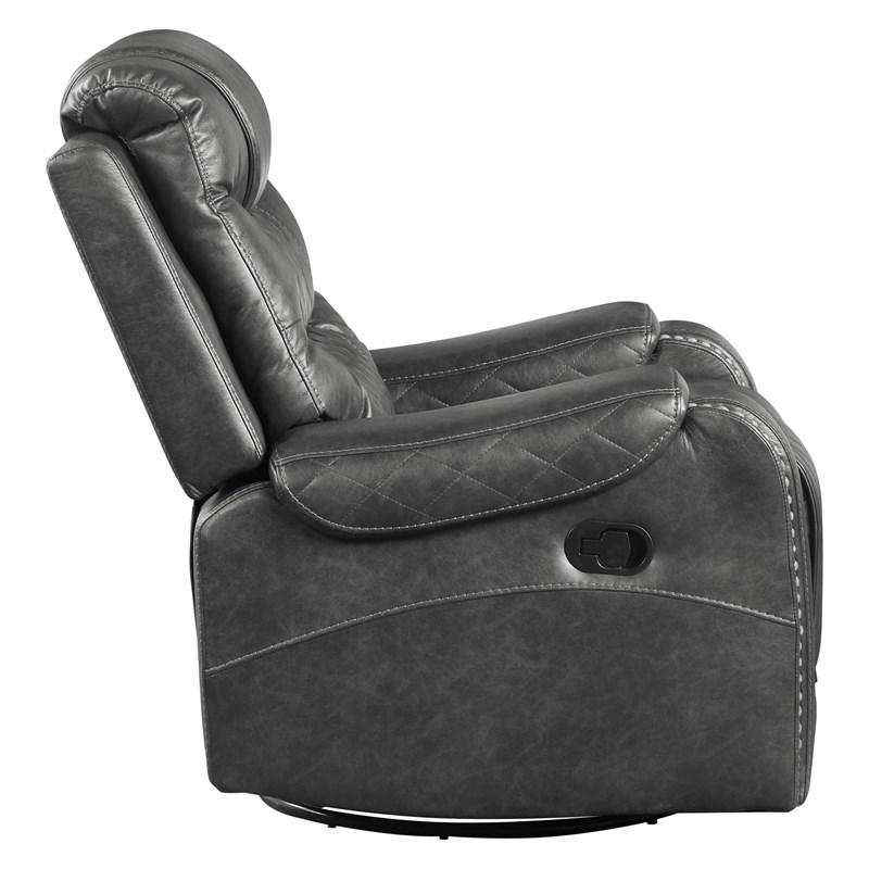 Large Picture of Homelegance Putnam 9405GY-1 Swivel Glider Reclining Chair