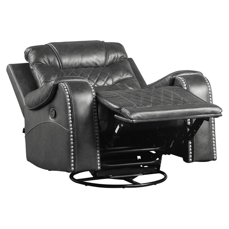 Large Picture of Homelegance Putnam 9405GY-1 Swivel Glider Reclining Chair