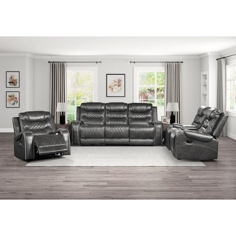 Large Picture of Homelegance Putnam 9405GY-1 Swivel Glider Reclining Chair