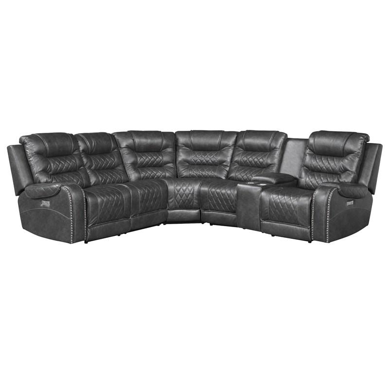Homelegance Putnam 9405GY*6LRRR 6 pc Modular Power Reclining Sectional