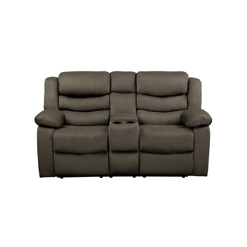 Homelegance Discus 9526BR-2 Double Reclining Love Seat with Center Console - Brown