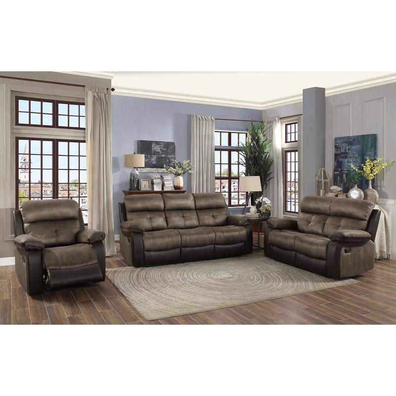 Large Picture of Homelegance Acadia 9801BR-2 Double Reclining Loveseat - Brown