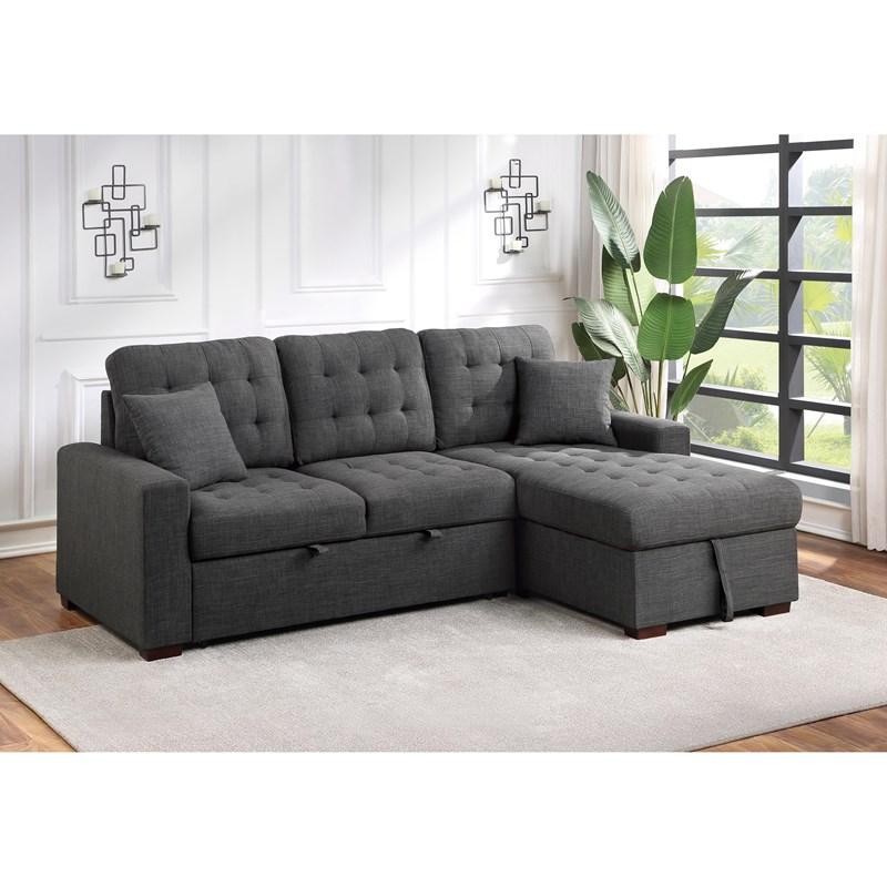 Large Picture of Homelegance McCafferty 9916DG*SC 2 pc Sectional with Pull-out Bed and Right Chaise with Hidden Storage