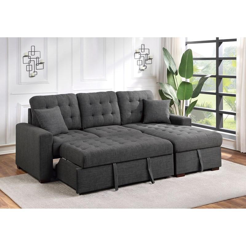 Large Picture of Homelegance McCafferty 9916DG*SC 2 pc Sectional with Pull-out Bed and Right Chaise with Hidden Storage
