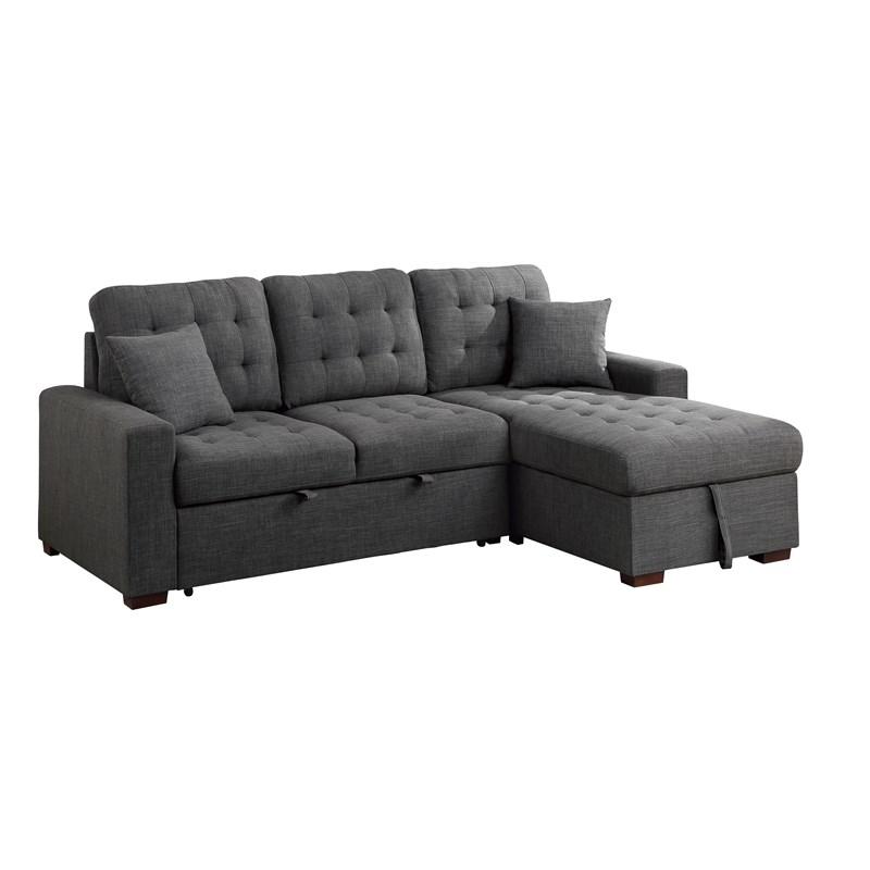 Large Picture of Homelegance McCafferty 9916DG*SC 2 pc Sectional with Pull-out Bed and Right Chaise with Hidden Storage