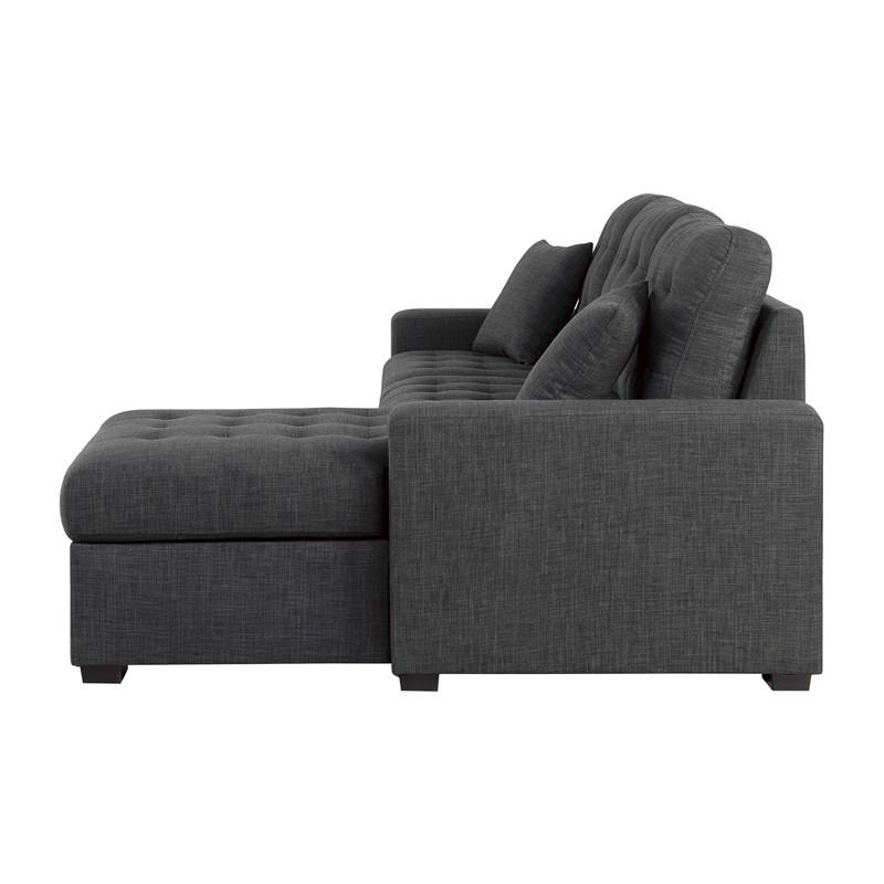 Large Picture of Homelegance McCafferty 9916DG*SC 2 pc Sectional with Pull-out Bed and Right Chaise with Hidden Storage