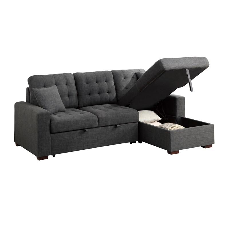 Large Picture of Homelegance McCafferty 9916DG*SC 2 pc Sectional with Pull-out Bed and Right Chaise with Hidden Storage