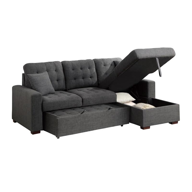 Large Picture of Homelegance McCafferty 9916DG*SC 2 pc Sectional with Pull-out Bed and Right Chaise with Hidden Storage