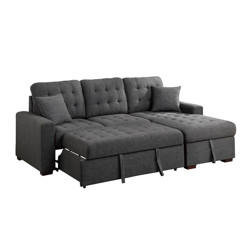 Large Picture of Homelegance McCafferty 9916DG*SC 2 pc Sectional with Pull-out Bed and Right Chaise with Hidden Storage