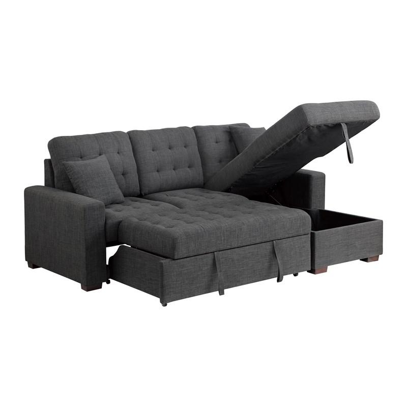 Large Picture of Homelegance McCafferty 9916DG*SC 2 pc Sectional with Pull-out Bed and Right Chaise with Hidden Storage