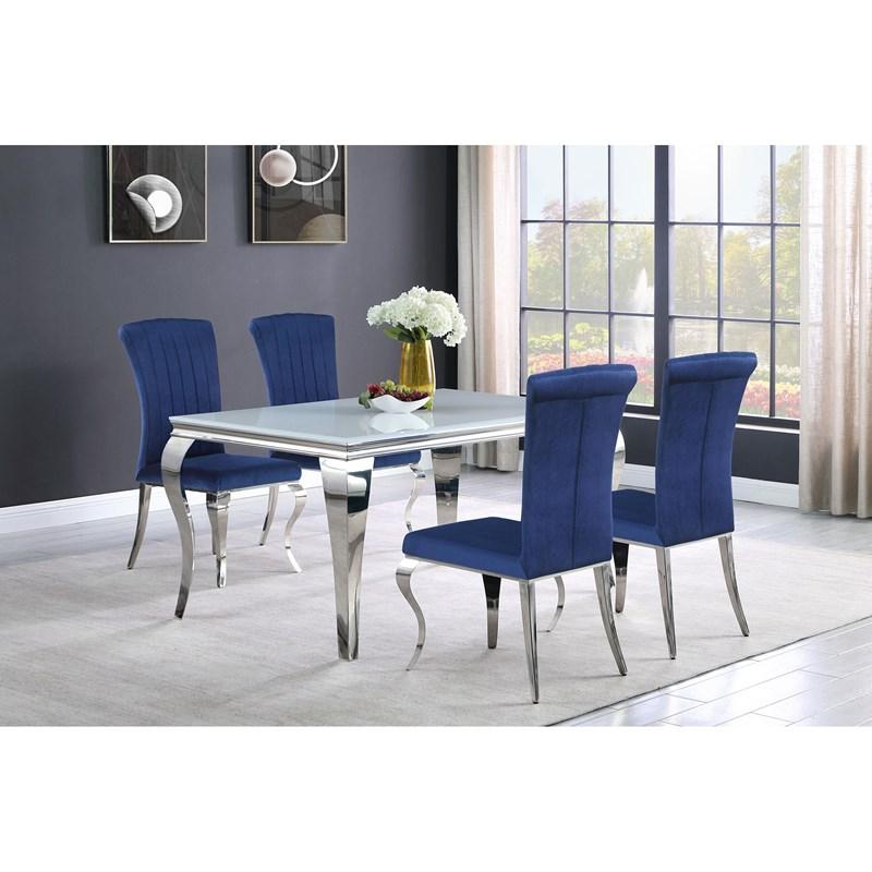 Large Picture of Coaster Furniture Betty 105077 Velvet Upholstered Dining Chair - Ink Blue