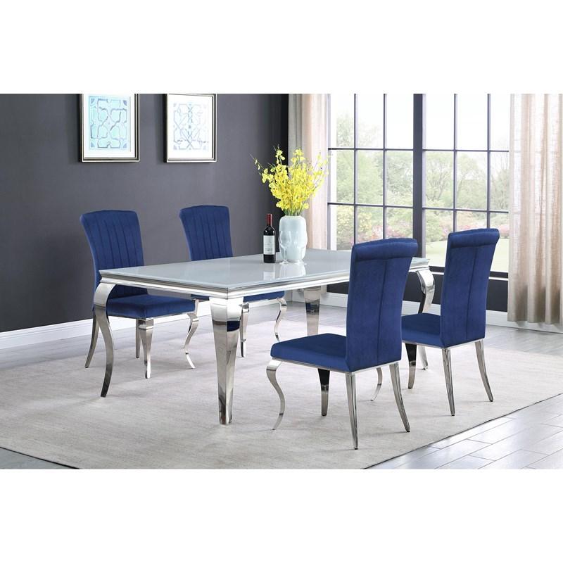 Large Picture of Coaster Furniture Betty 105077 Velvet Upholstered Dining Chair - Ink Blue