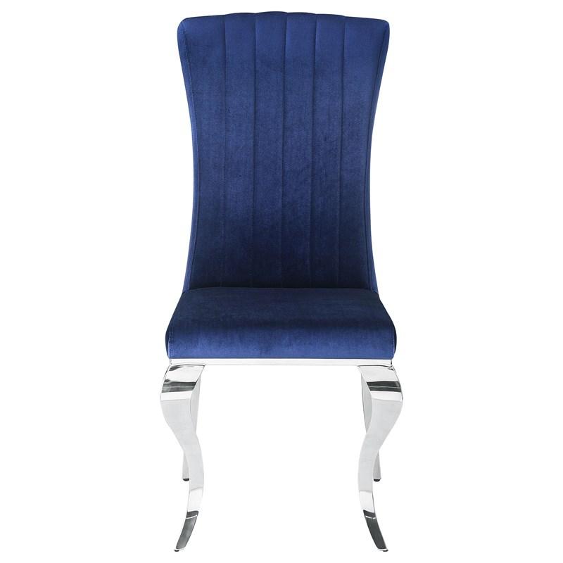 Large Picture of Coaster Furniture Betty 105077 Velvet Upholstered Dining Chair - Ink Blue