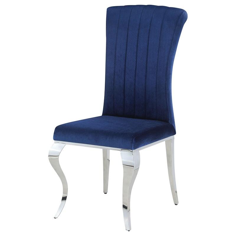 Large Picture of Coaster Furniture Betty 105077 Velvet Upholstered Dining Chair - Ink Blue