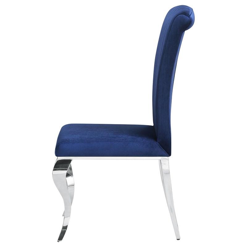 Large Picture of Coaster Furniture Betty 105077 Velvet Upholstered Dining Chair - Ink Blue