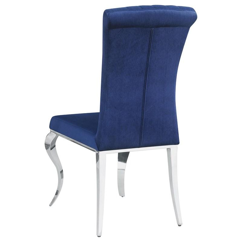 Large Picture of Coaster Furniture Betty 105077 Velvet Upholstered Dining Chair - Ink Blue