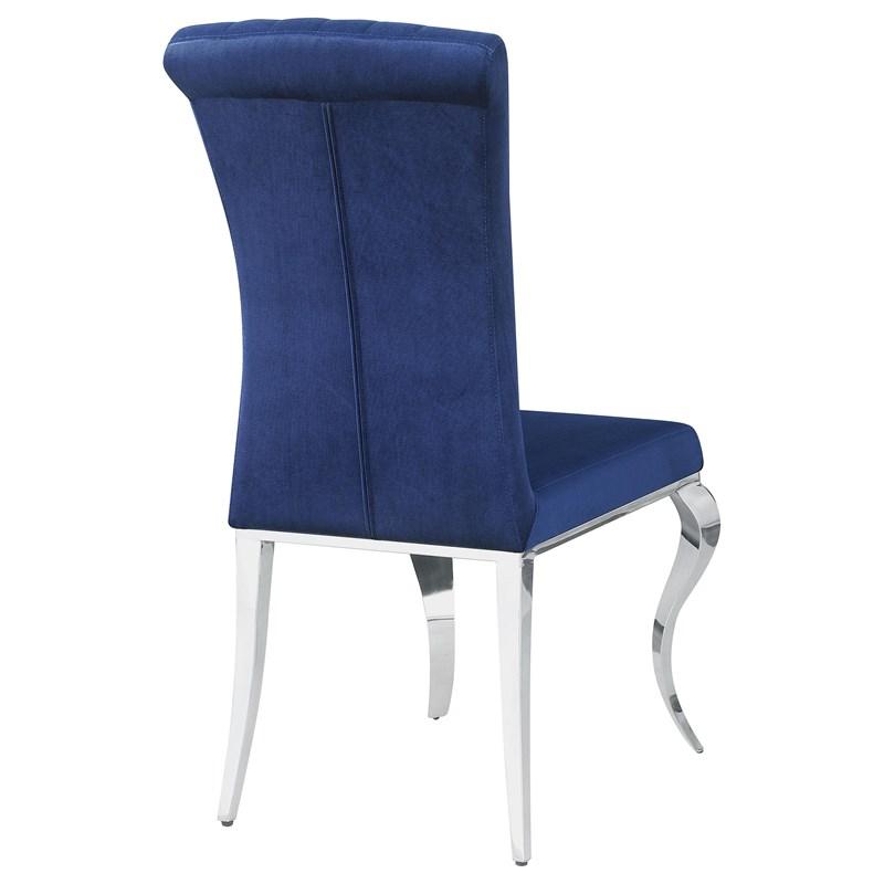 Large Picture of Coaster Furniture Betty 105077 Velvet Upholstered Dining Chair - Ink Blue
