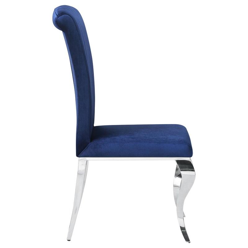 Large Picture of Coaster Furniture Betty 105077 Velvet Upholstered Dining Chair - Ink Blue
