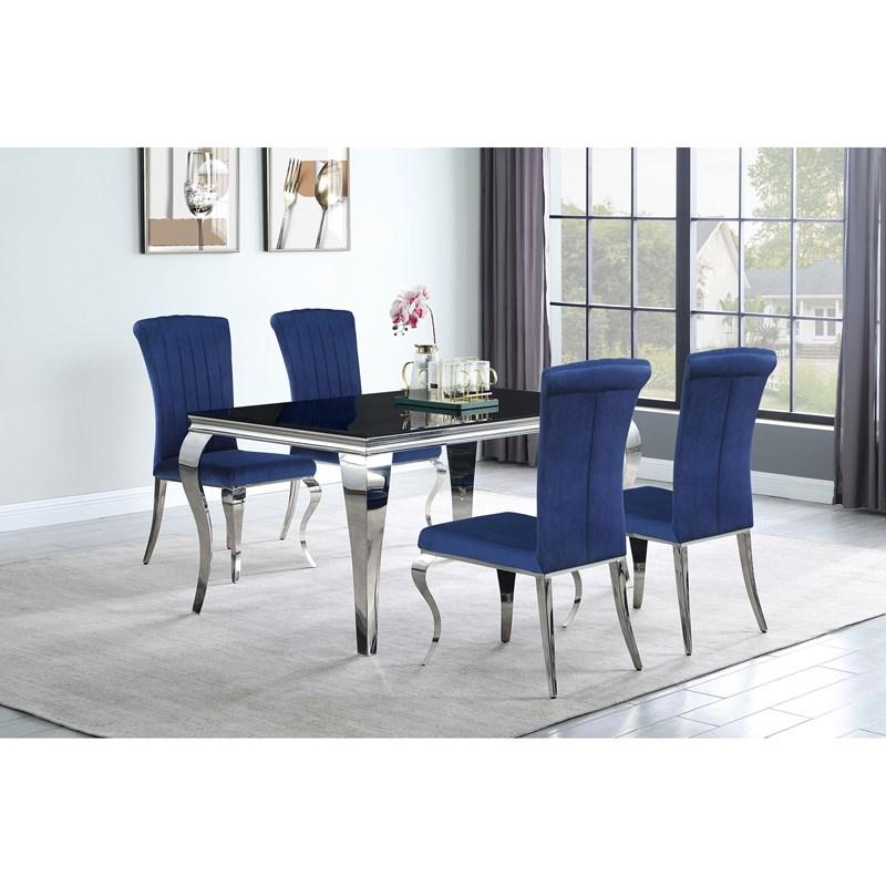 Large Picture of Coaster Furniture Betty 105077 Velvet Upholstered Dining Chair - Ink Blue
