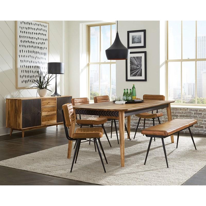 Large Picture of Coaster Furniture Partridge 110571 Rectangular 80-inch Dining Table - Natural Sheesham