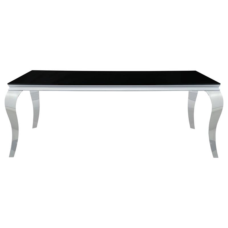 Large Picture of Coaster Furniture Carone 115071 Rectangular 81-inch Glass Top Dining Table - Black