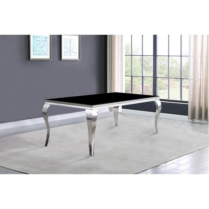Large Picture of Coaster Furniture Carone 115071 Rectangular 81-inch Glass Top Dining Table - Black