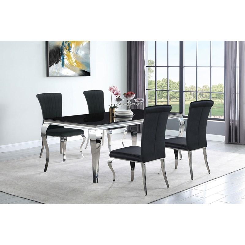 Large Picture of Coaster Furniture Carone 115071 Rectangular 81-inch Glass Top Dining Table - Black