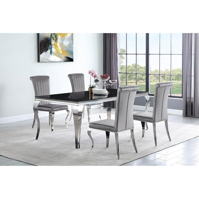 Large Picture of Coaster Furniture Carone 115071 Rectangular 81-inch Glass Top Dining Table - Black