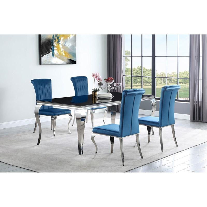 Large Picture of Coaster Furniture Carone 115071 Rectangular 81-inch Glass Top Dining Table - Black