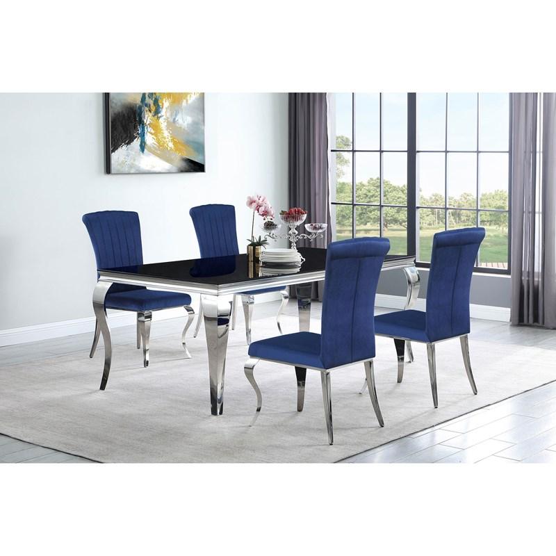 Large Picture of Coaster Furniture Carone 115071 Rectangular 81-inch Glass Top Dining Table - Black