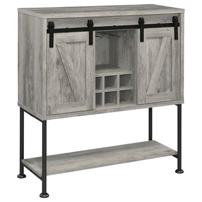 Coaster Furniture Claremont 183038 Sliding Door Home Bar Wine Cabinet - Grey Driftwood