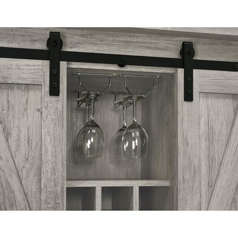 Large Picture of Coaster Furniture Claremont 183038 Sliding Door Home Bar Wine Cabinet - Grey Driftwood