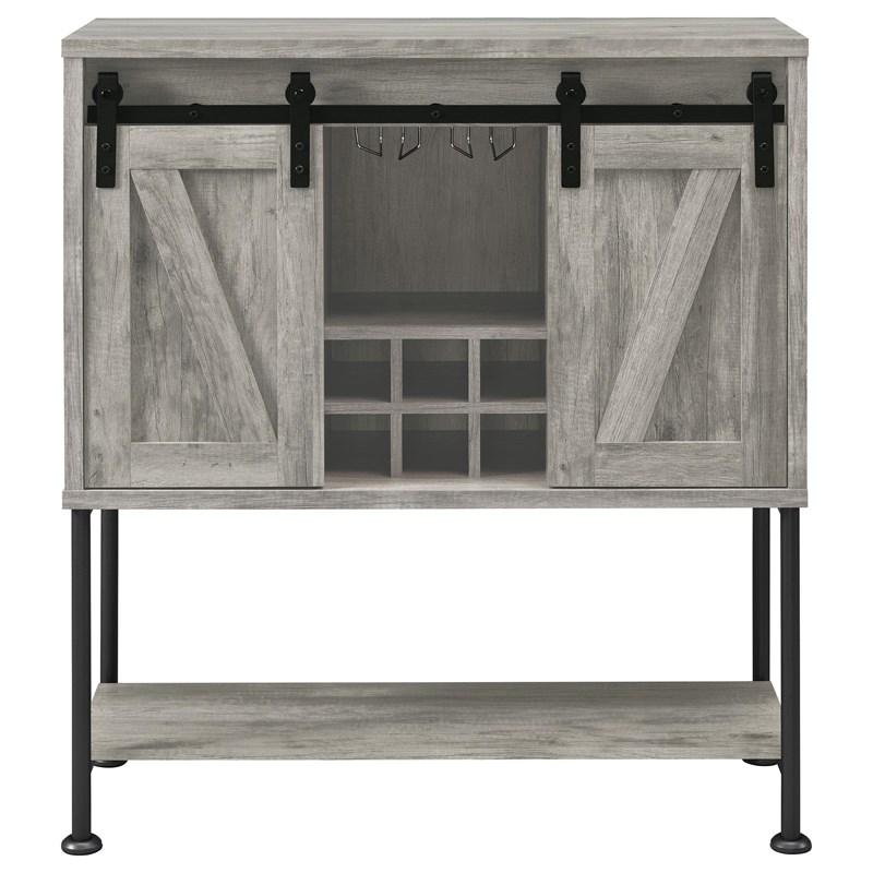 Large Picture of Coaster Furniture Claremont 183038 Sliding Door Home Bar Wine Cabinet - Grey Driftwood