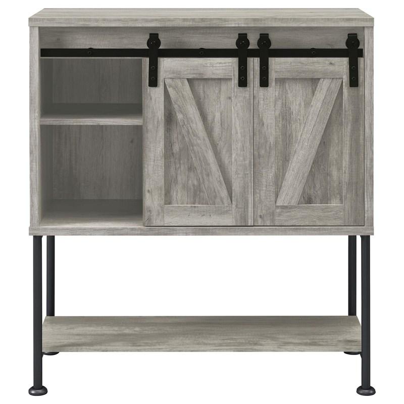 Large Picture of Coaster Furniture Claremont 183038 Sliding Door Home Bar Wine Cabinet - Grey Driftwood