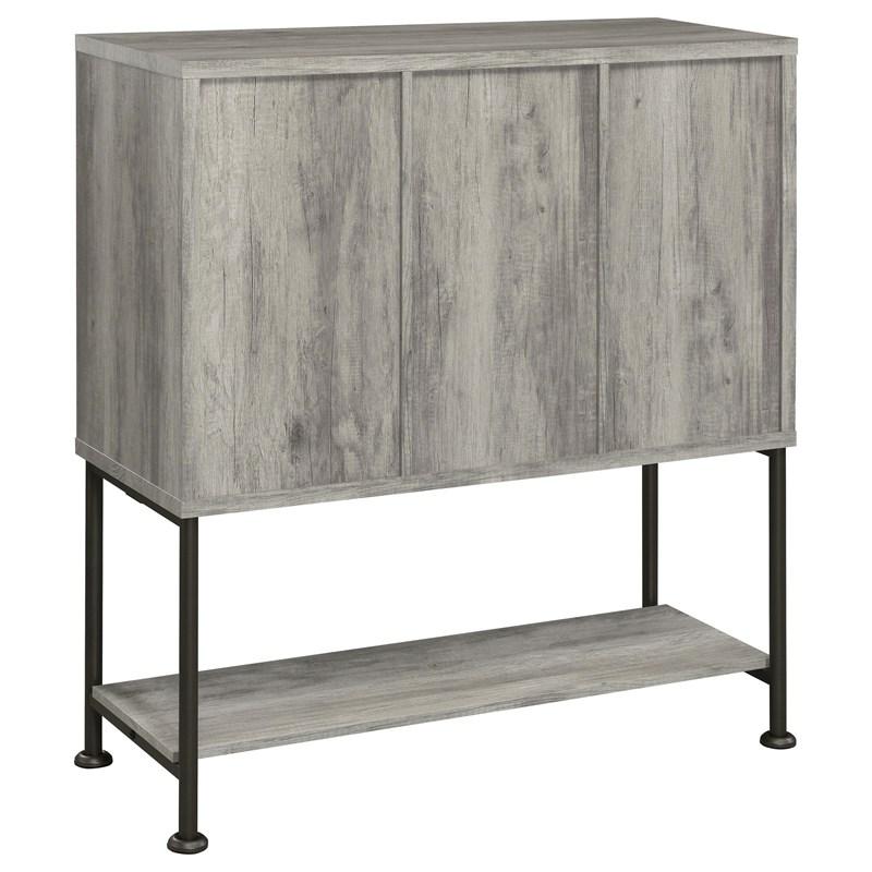 Large Picture of Coaster Furniture Claremont 183038 Sliding Door Home Bar Wine Cabinet - Grey Driftwood