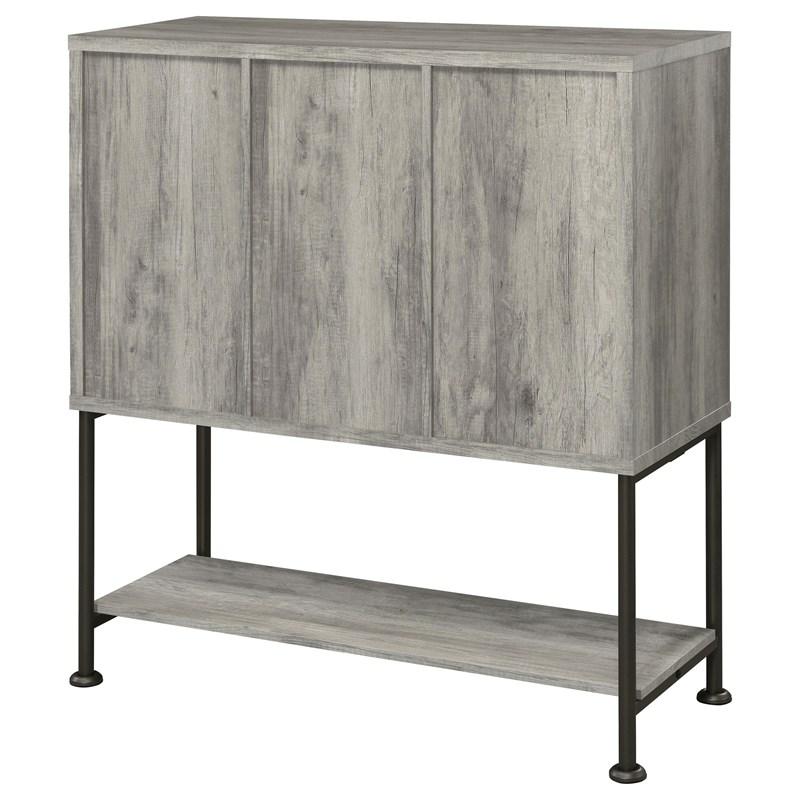 Large Picture of Coaster Furniture Claremont 183038 Sliding Door Home Bar Wine Cabinet - Grey Driftwood