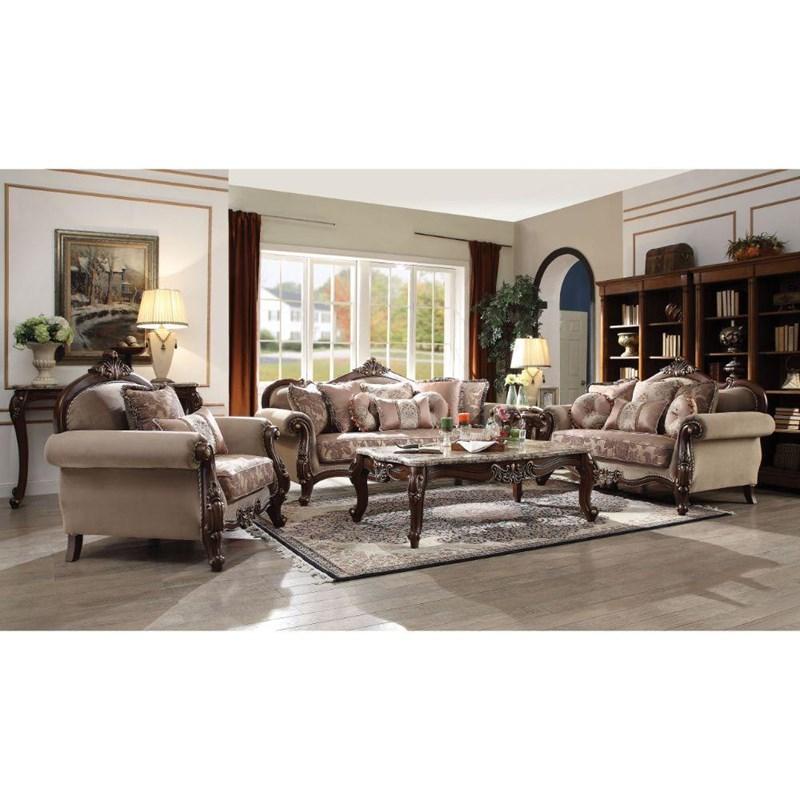 Large Picture of Acme Furniture Mehadi 50691 Loveseat with 6 Pillows