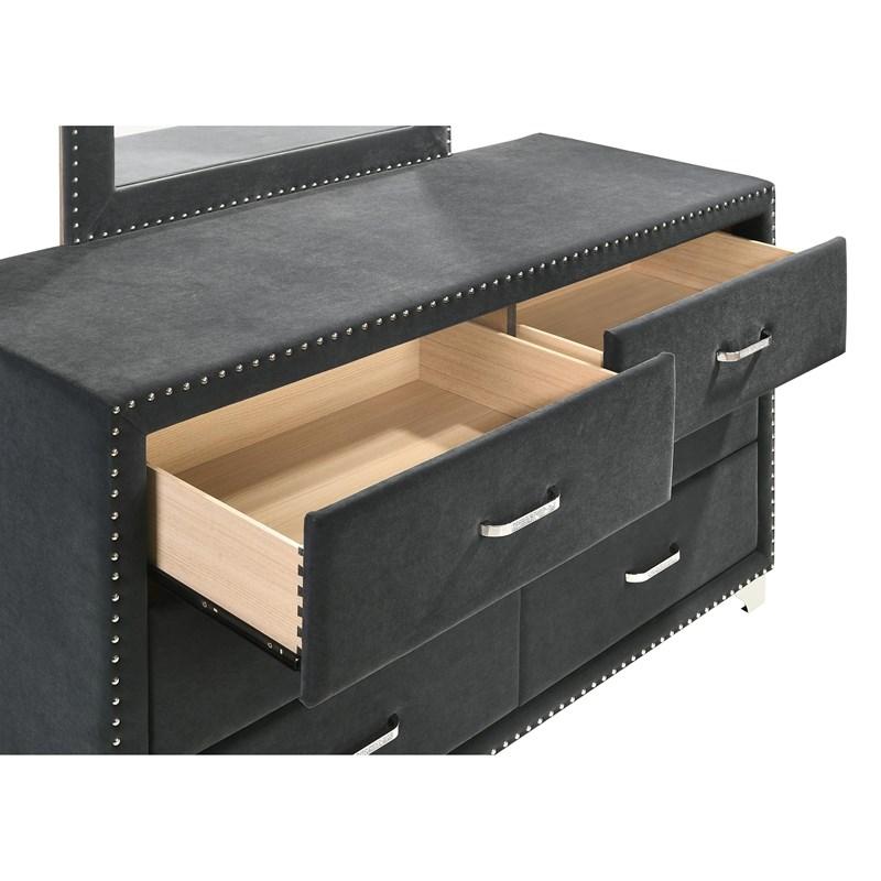 Large Picture of Coaster Furniture Melody 223383 6-Drawer Upholstered Dresser - Grey