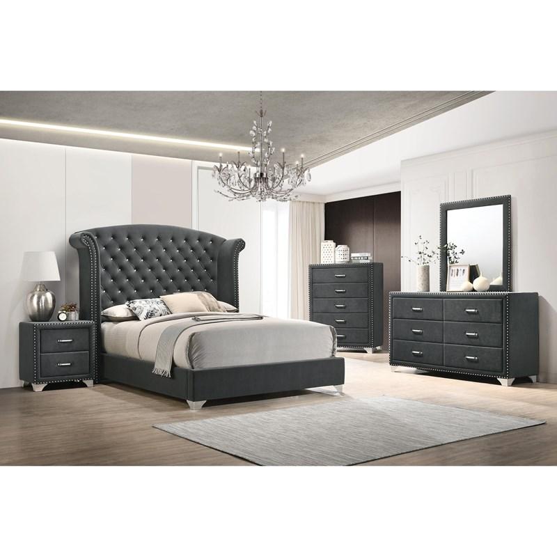 Large Picture of Coaster Furniture Melody 223384 Upholstered Dresser Mirror - Grey