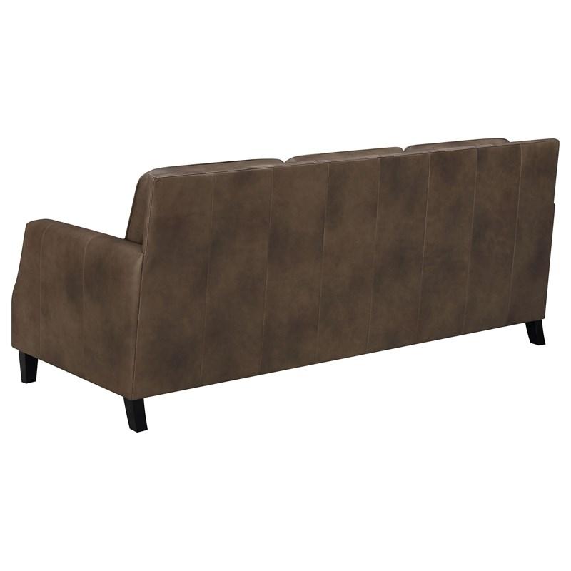 Large Picture of Coaster Furniture Leaton 509441 Upholstered Recessed Arm Sofa - Brown Sugar
