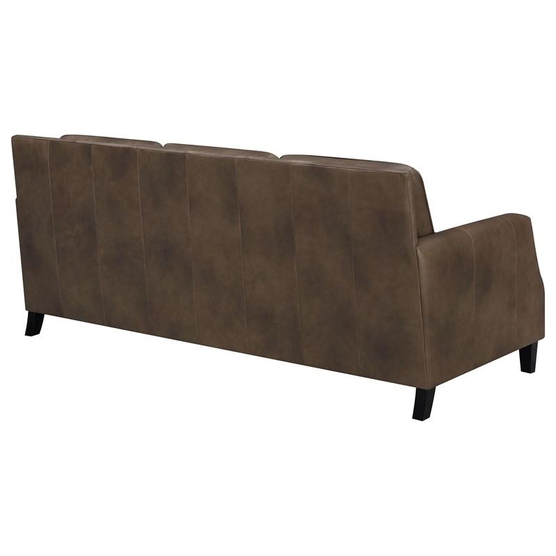 Large Picture of Coaster Furniture Leaton 509441 Upholstered Recessed Arm Sofa - Brown Sugar