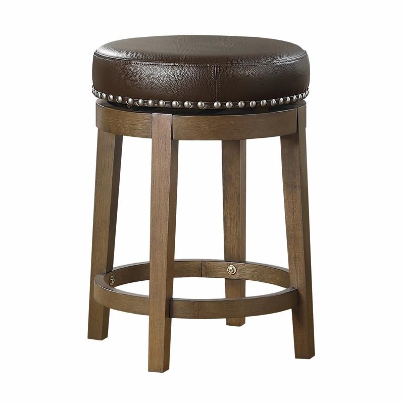 Homelegance Westby 5681BRW-24 Round Swivel Counter Height Stool, Brown