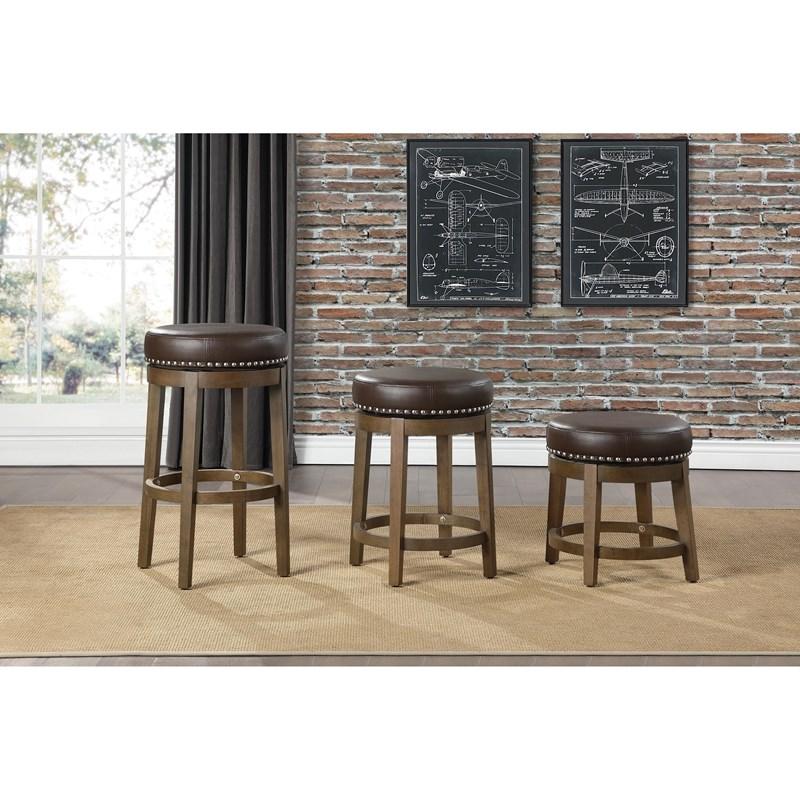 Large Picture of Homelegance Westby 5681BRW-24 Round Swivel Counter Height Stool, Brown