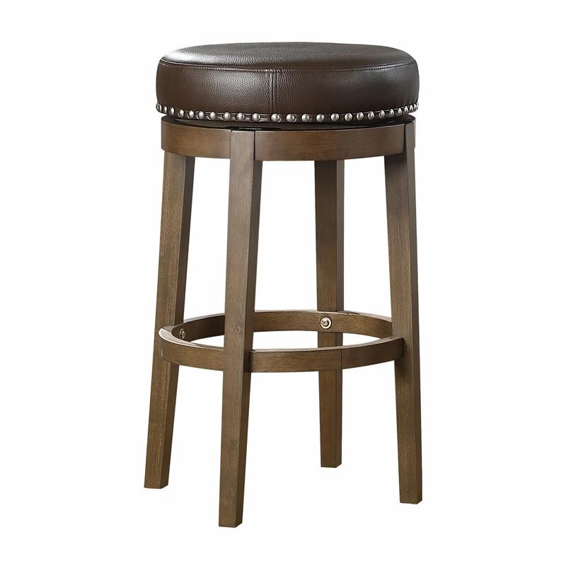 Homelegance Westby 5681BRW-29 Round Swivel Pub Height Stool, Brown