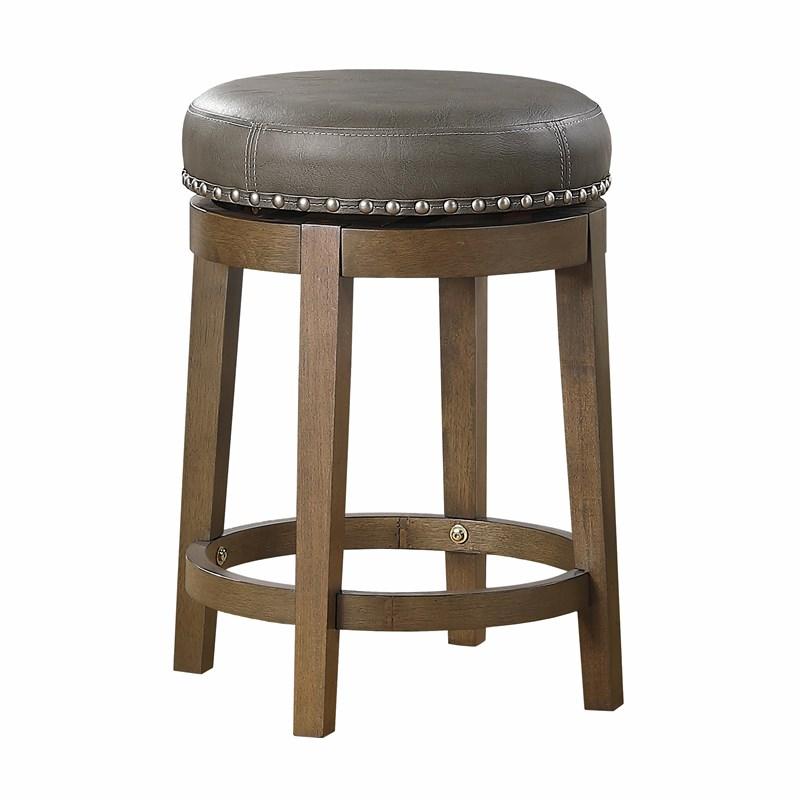 Homelegance Westby 5681GRY-24 Round Swivel Counter Height Stool, Grey