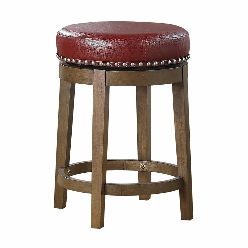 Homelegance Westby 5681RED-24 Round Swivel Counter Height Stool, Red